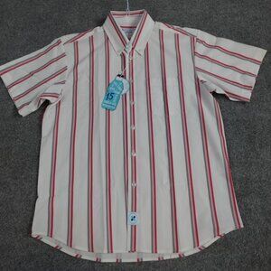 And Collar Mens Shirt Small White Striped Short Sleeve Performance NEW